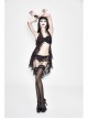 Wine Red Gothic Frilly Tassel Hem Halter Lace T-Shirt