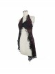 Wine Red Gothic Frilly Tassel Hem Halter Lace T-Shirt