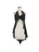 Black Gothic Frilly Tassel Hem Halter Lace T-Shirt