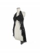 Black Gothic Frilly Tassel Hem Halter Lace T-Shirt