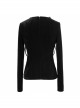 Front Beads Chain Decoration Velvet Frill Shawl Black Gothic Mesh T-Shirt