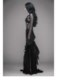 Black Gothic Lace Collar Big Flare Sleeve Rose Lace Mesh T-Shirt