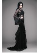 Black Gothic Lace Collar Big Flare Sleeve Rose Lace Mesh T-Shirt