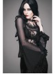 Black Gothic Lace Collar Big Flare Sleeve Rose Lace Mesh T-Shirt