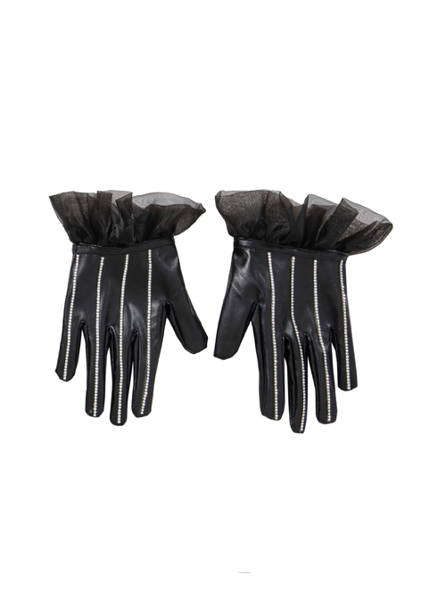 Cruella Black-white Coat Suit Halloween Cosplay Accessories Black Gloves