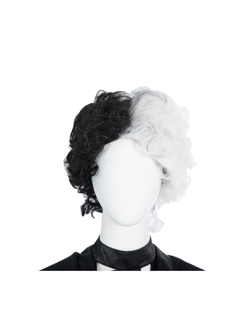 Cruella Black-white Coat Suit Halloween Cosplay Accessories Black-white Wig