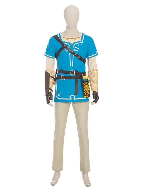 The Legend Of Zelda Link Blue Champion's Tunic Suit Halloween Cosplay Costume Set Without Shoes