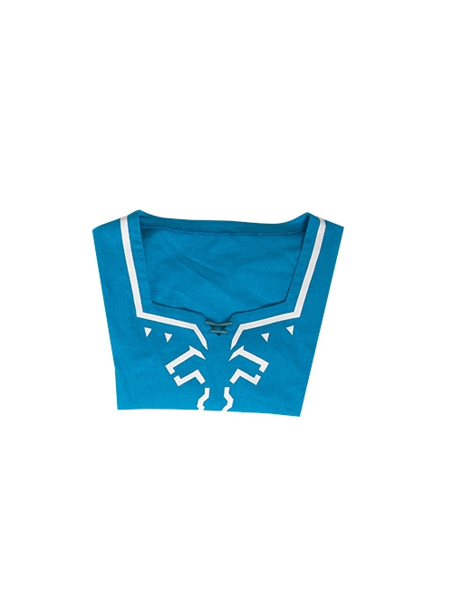 The Legend Of Zelda Link Blue Champion's Tunic Suit Halloween Cosplay Costume Blue Short Sleeve Top