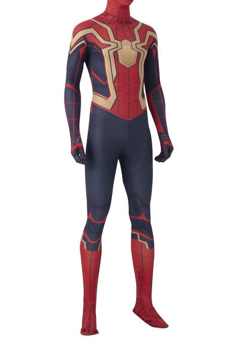 Spider-Man No Way Home Peter Parker Iron Spider-Man Battle Suit Halloween Cosplay Costume Red Bodysuit