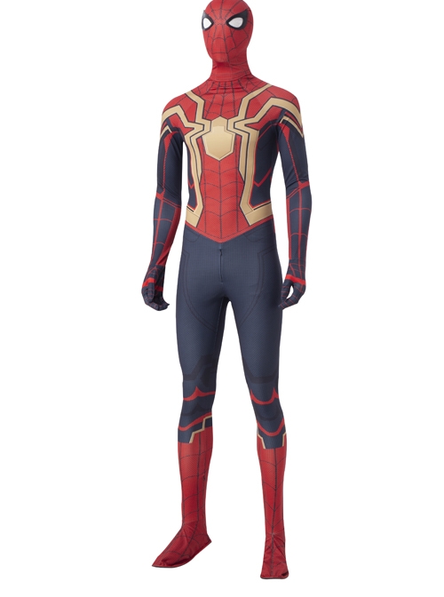 Spider-Man No Way Home Peter Parker Iron Spider-Man Battle Suit Halloween Cosplay Costume Red Bodysuit