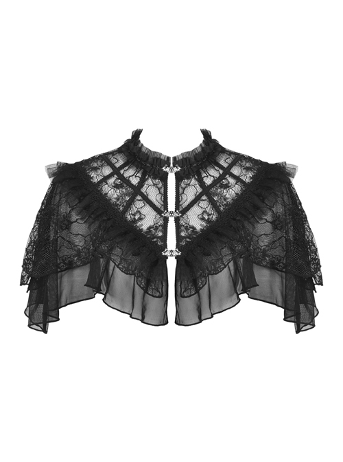 Black Gothic Sexy Ruffled Pullover Lace Cotton Cloak
