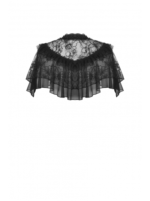 Black Gothic Sexy Ruffled Pullover Lace Cotton Cloak