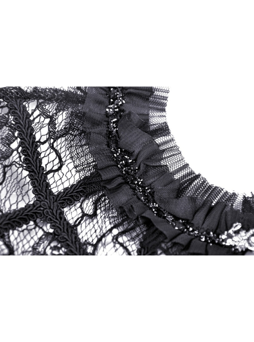 Black Gothic Sexy Ruffled Pullover Lace Cotton Cloak