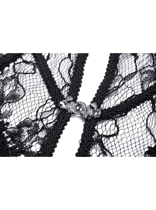Black Gothic Sexy Ruffled Pullover Lace Cotton Cloak