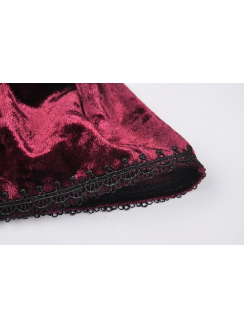 Wine Red Gothic Luxe Diamond Velvet Elegant Sexy Short-Sleeves Cape