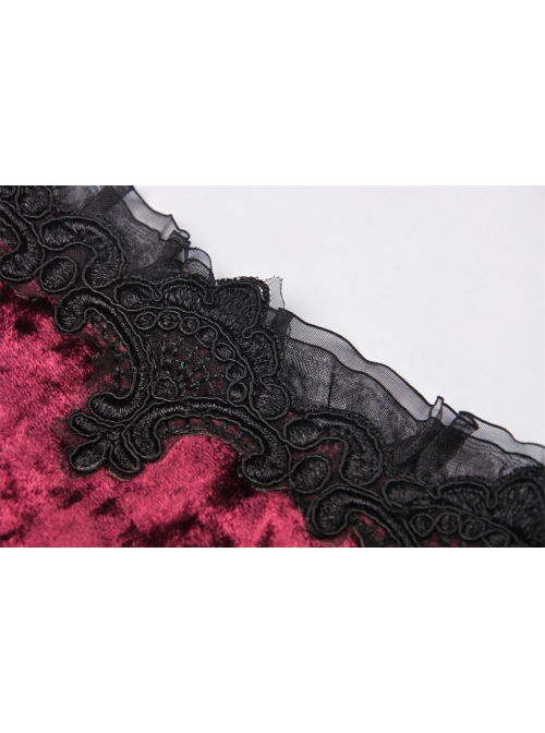 Wine Red Gothic Luxe Diamond Velvet Elegant Sexy Short-Sleeves Cape