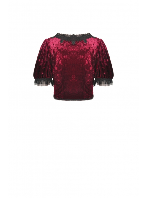Wine Red Gothic Luxe Diamond Velvet Elegant Sexy Short-Sleeves Cape