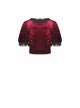 Wine Red Gothic Luxe Diamond Velvet Elegant Sexy Short-Sleeves Cape