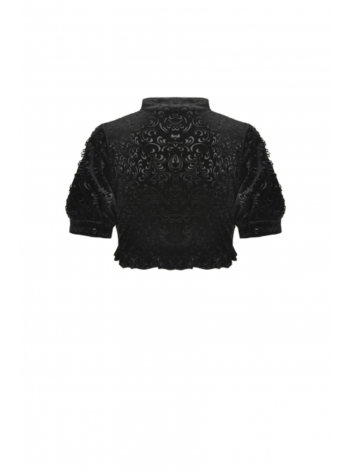 Black Gothic Pattern Velvet Elegant Sexy Short-Sleeves Cape