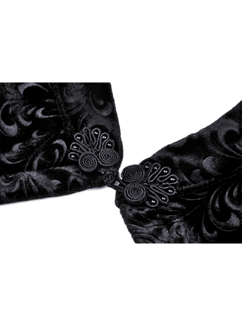 Black Gothic Pattern Velvet Elegant Sexy Short-Sleeves Cape