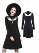 Punk Cool Black Hollow Lace-Up Clasp Cotton Midi Dress