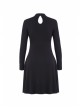 Punk Cool Black Hollow Lace-Up Clasp Cotton Midi Dress