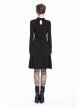Punk Cool Black Hollow Lace-Up Clasp Cotton Midi Dress