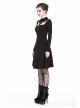 Punk Cool Black Hollow Lace-Up Clasp Cotton Midi Dress