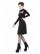 Punk Cool Black Hollow Lace-Up Clasp Cotton Midi Dress