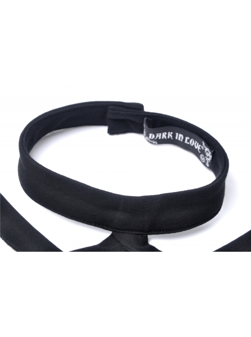 Black Punk Sexy Hollow Cotton Cross Strap Ring Belt Dress