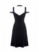 Black Punk Sexy Hollow Cotton Cross Strap Ring Belt Dress