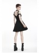 Black Punk Sexy Hollow Cotton Cross Strap Ring Belt Dress