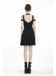Black Punk Sexy Hollow Cotton Cross Strap Ring Belt Dress