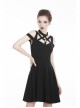 Black Punk Sexy Hollow Cotton Cross Strap Ring Belt Dress