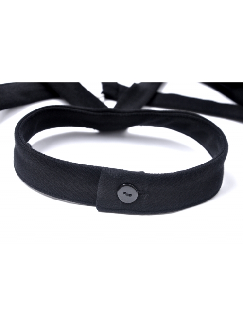 Black Punk Sexy Hollow Cotton Cross Strap Ring Belt Dress