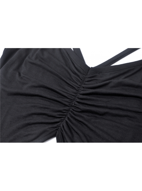 Punk Black Ghost Face Rayon Cross Strapless Sexy RayonStrap Dress