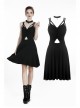Punk Black Ghost Face Rayon Cross Strapless Sexy RayonStrap Dress
