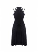 Punk Black Ghost Face Rayon Cross Strapless Sexy RayonStrap Dress