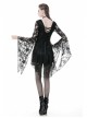 Gothic Black Japanese Lace Kimono Long Sleeves Ties Waist Irregularities Neck Nylon Dress