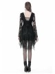 Gothic Black Japanese Lace Kimono Long Sleeves Ties Waist Irregularities Neck Nylon Dress