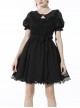 Black Dead Bat Doll Collar Gothic Lolita Lace Slim Fit Belt Polyester Mini Dress