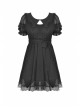 Black Dead Bat Doll Collar Gothic Lolita Lace Slim Fit Belt Polyester Mini Dress