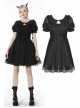 Black Dead Bat Doll Collar Gothic Lolita Lace Slim Fit Belt Polyester Mini Dress