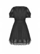 Black Dead Bat Doll Collar Gothic Lolita Lace Slim Fit Belt Polyester Mini Dress