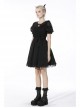 Black Dead Bat Doll Collar Gothic Lolita Lace Slim Fit Belt Polyester Mini Dress