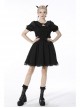 Black Dead Bat Doll Collar Gothic Lolita Lace Slim Fit Belt Polyester Mini Dress