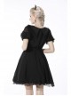 Black Dead Bat Doll Collar Gothic Lolita Lace Slim Fit Belt Polyester Mini Dress
