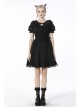 Black Dead Bat Doll Collar Gothic Lolita Lace Slim Fit Belt Polyester Mini Dress