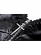 Black Gothic Cross Zipper Belt Lace Rebel Locomotive Girl Faux Leather Strap Dress