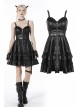 Black Gothic Cross Zipper Belt Lace Rebel Locomotive Girl Faux Leather Strap Dress